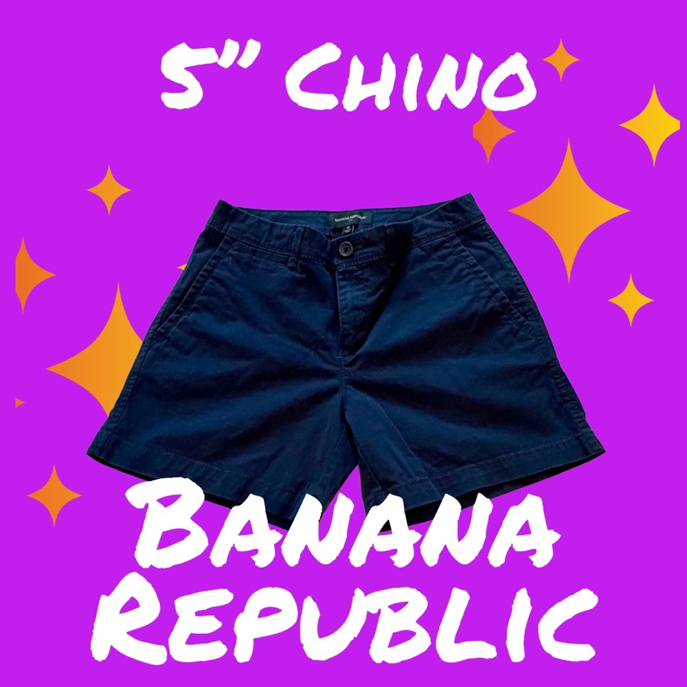 Banana Republic Navy Chino Shorts Mid Rise Cotton Stretch Summer Casual